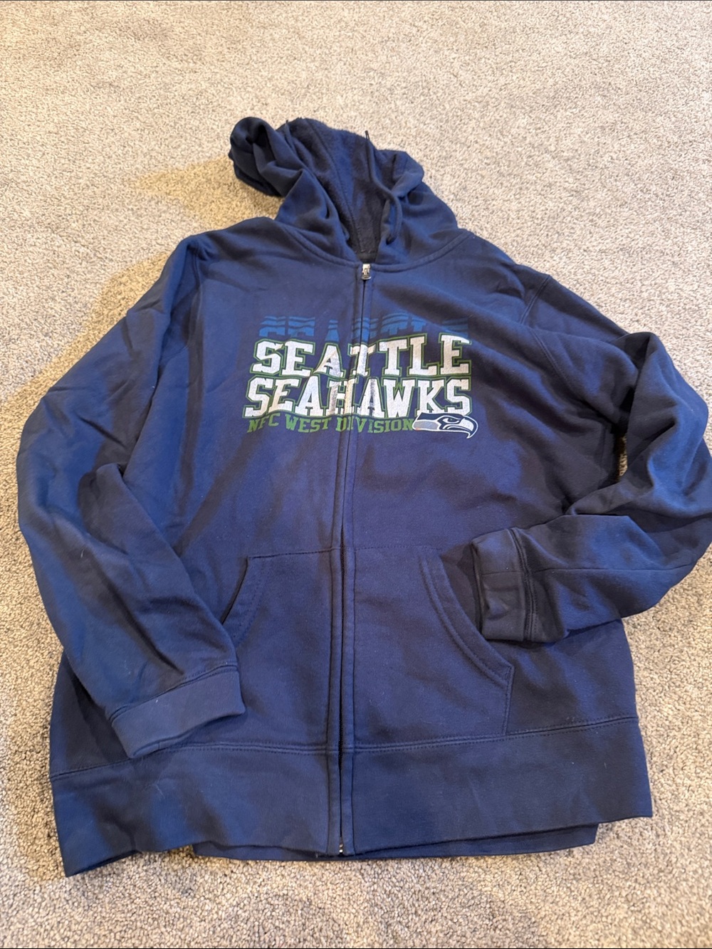 Seattle Seahawks Navy Zip-Up Hoodie Jacket - Women